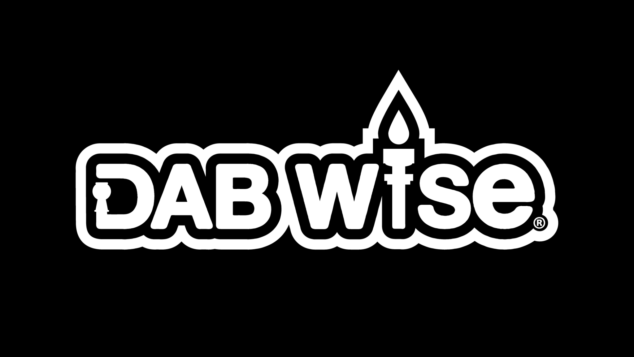 Logotipo blanco de Dab Wise sobre fondo negro